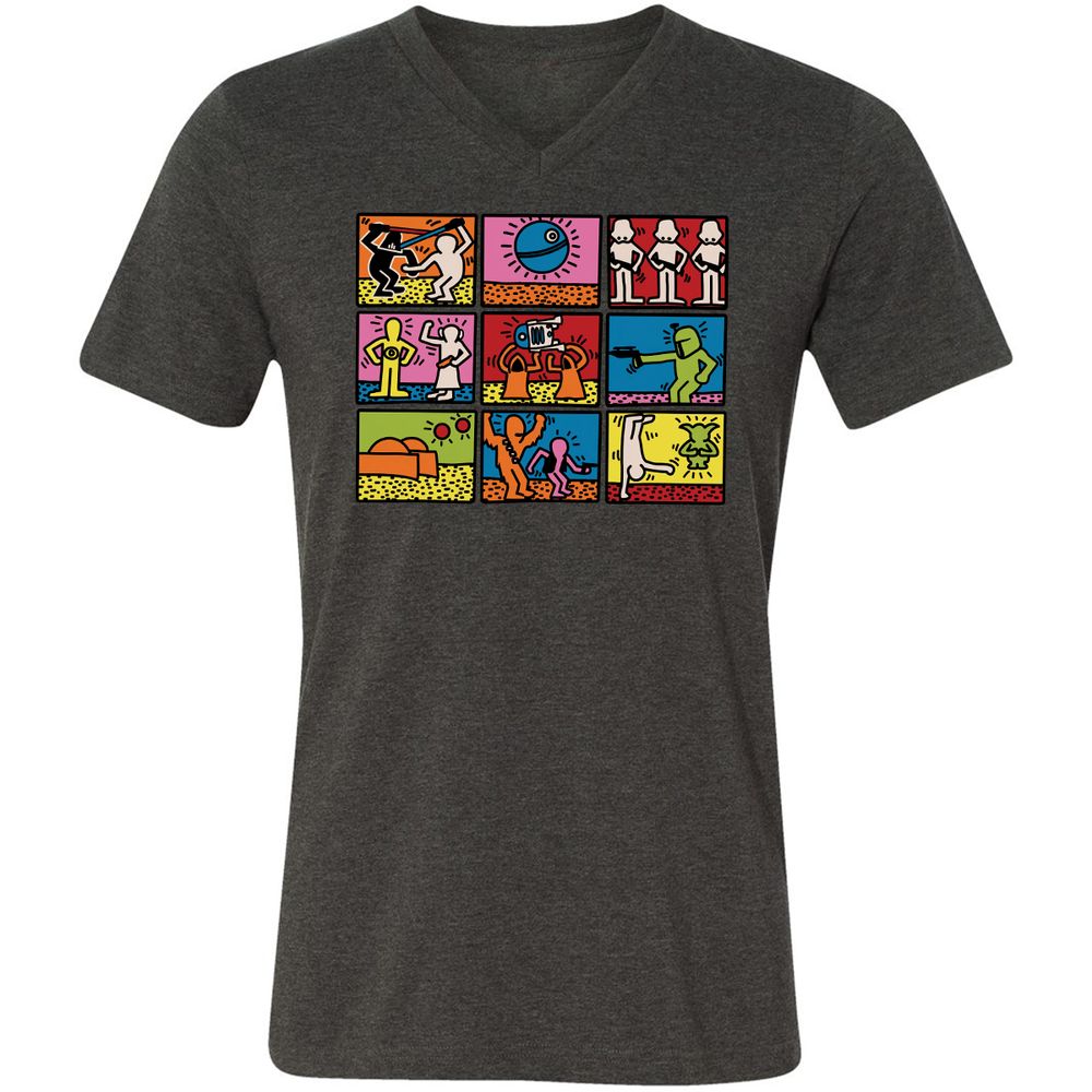 Unisex V-Neck T-Shirt - B3XSFHCD - Dark Grey Heather - 8