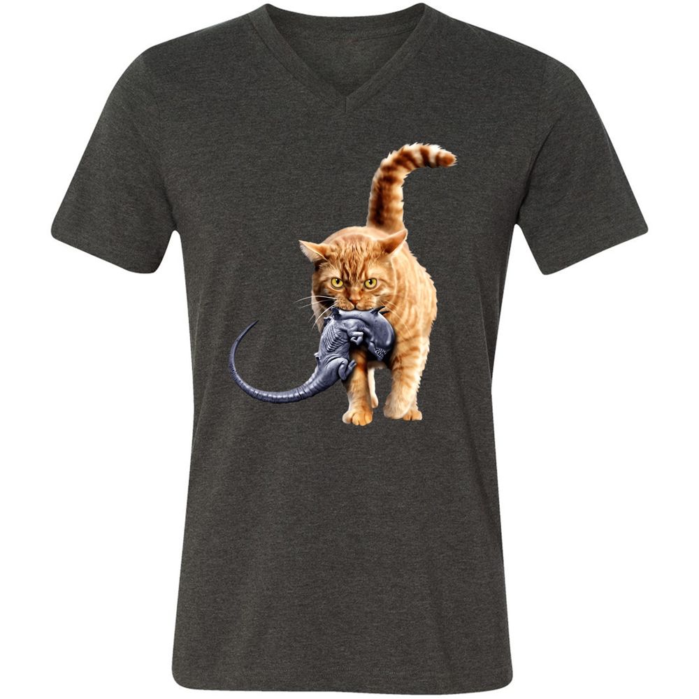 Unisex V-Neck T-Shirt - T1YKC78L - Dark Grey Heather - 8