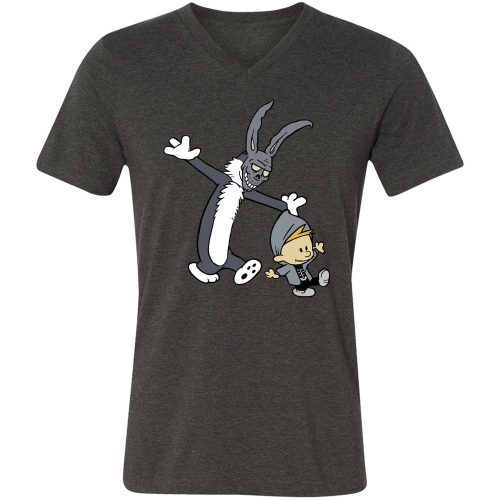 Unisex V-Neck T-Shirt - VQKHLLG6 - Dark Grey Heather - 8