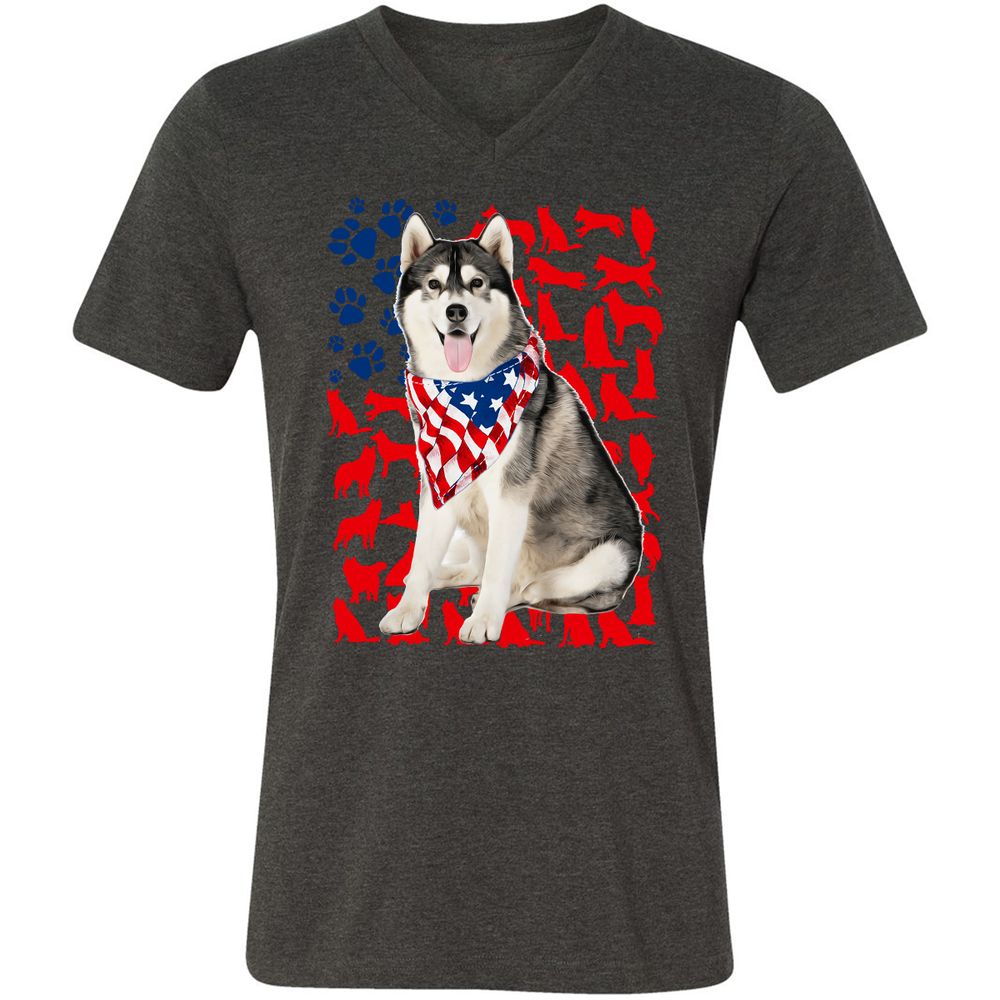 Unisex V-Neck T-Shirt - 7WALB3SP - Dark Grey Heather - 8