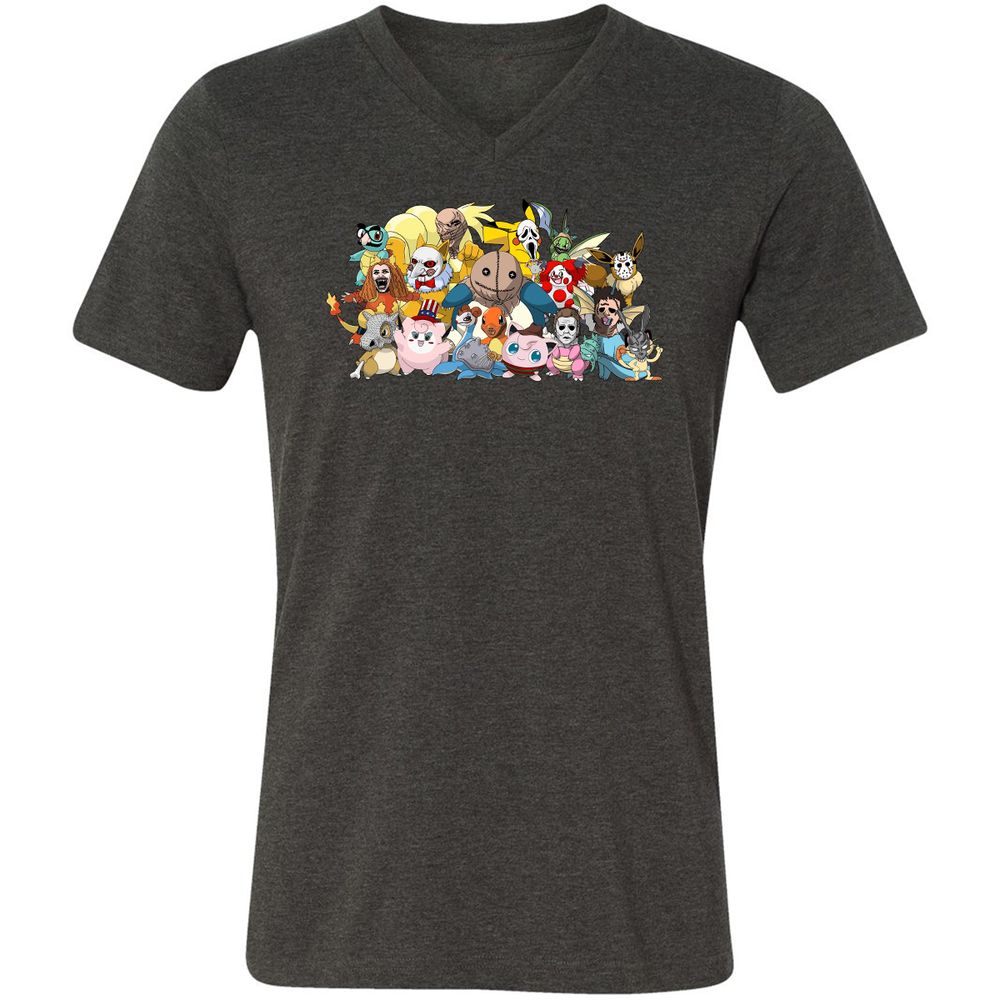 Unisex V-Neck T-Shirt - HCRBQVZ7 - Dark Grey Heather - 8
