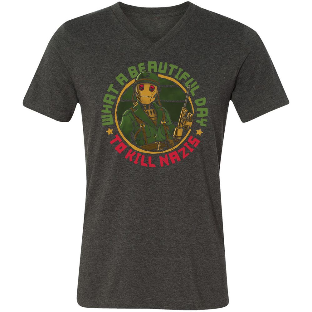 Unisex V-Neck T-Shirt - NLVTLZD2 - Dark Grey Heather - 8