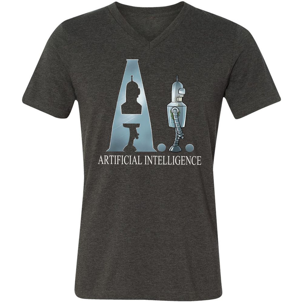 Unisex V-Neck T-Shirt - VZ78RP54 - Dark Grey Heather - 8