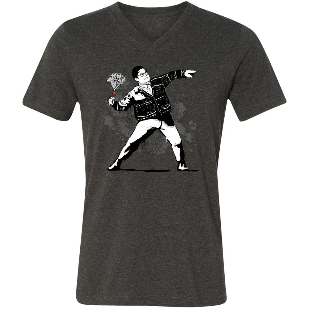 Unisex V-Neck T-Shirt - 9NYCDJLC - Dark Grey Heather - 8