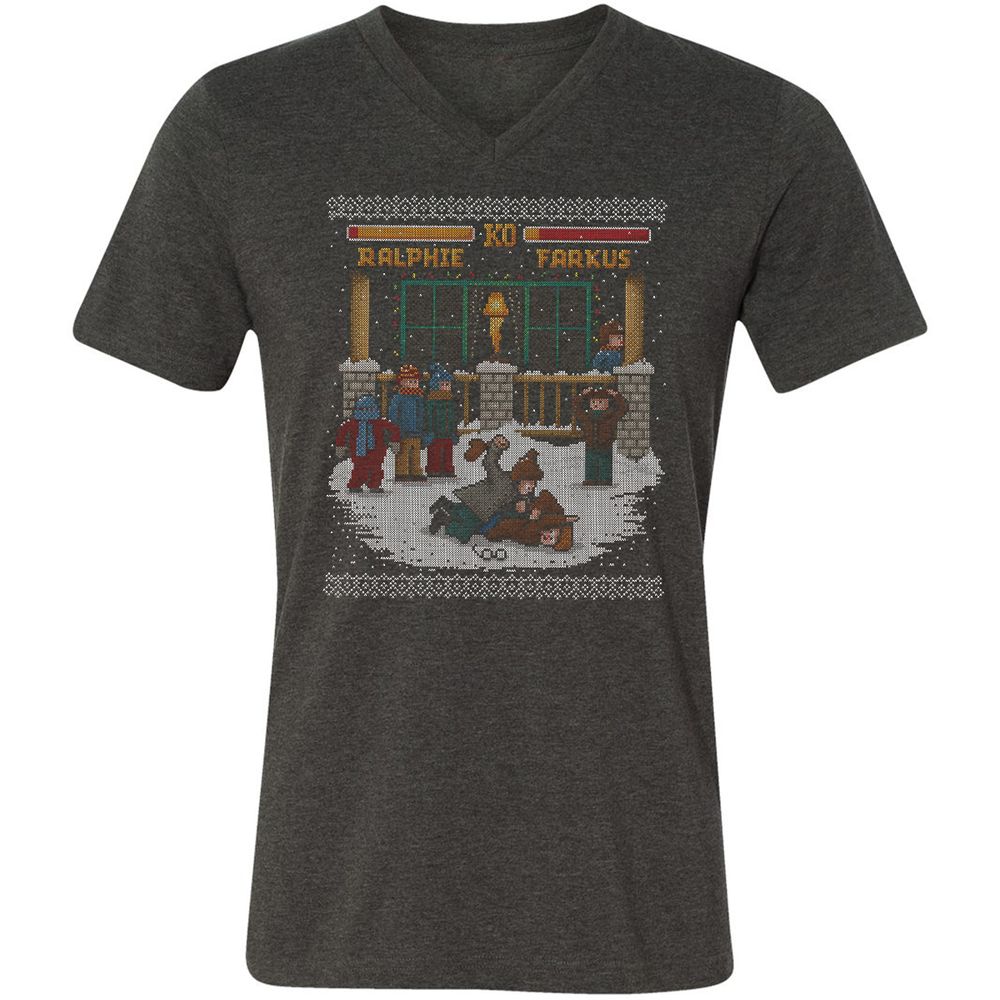 Unisex V-Neck T-Shirt - F73Y6UVA - Dark Grey Heather - 8
