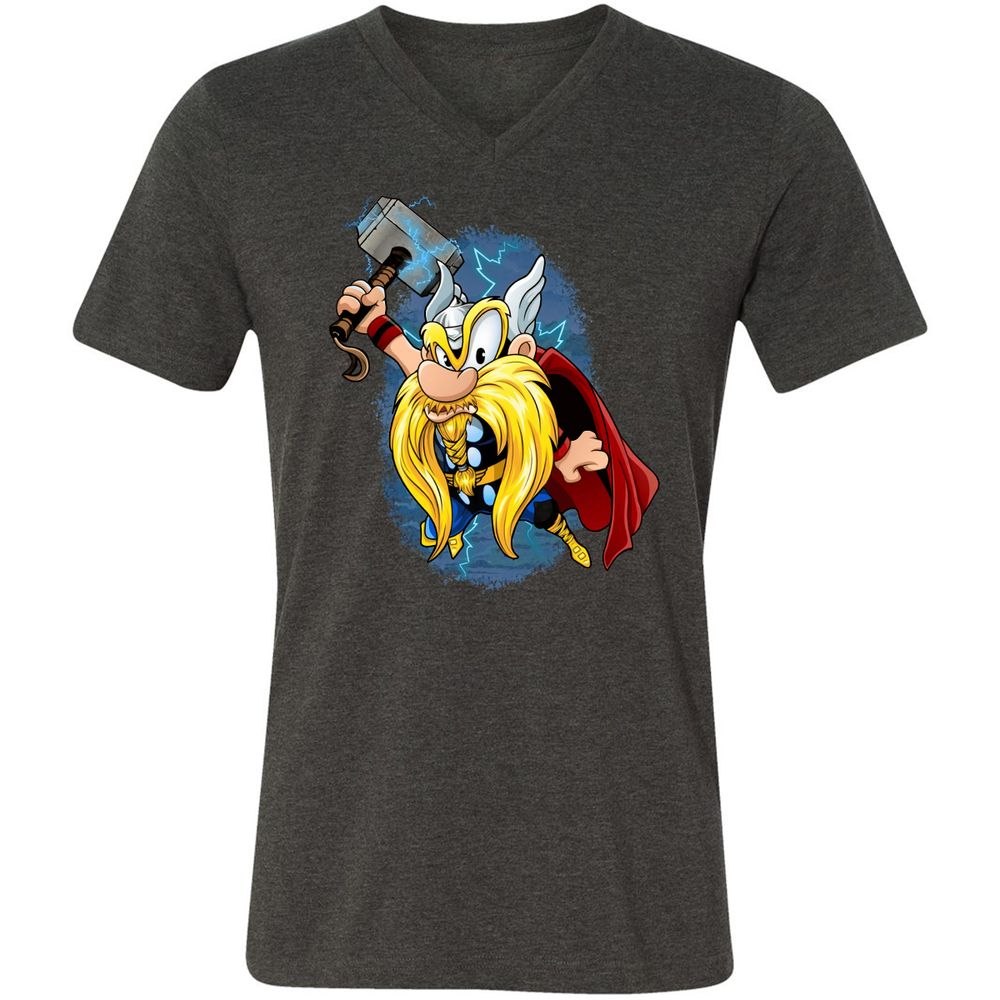 Unisex V-Neck T-Shirt - ZCFCHX2L - Dark Grey Heather - 8