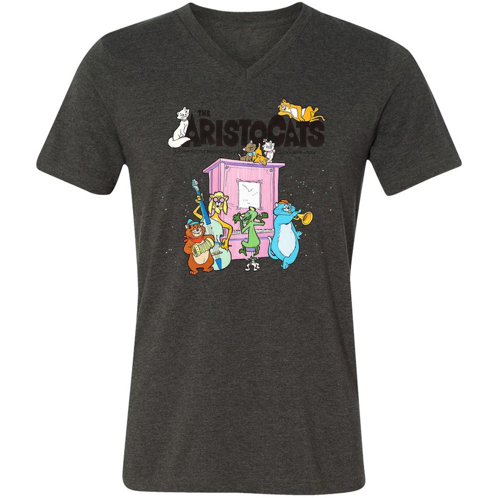 Unisex V-Neck T-Shirt - B2VH5G7D - Dark Grey Heather - 8