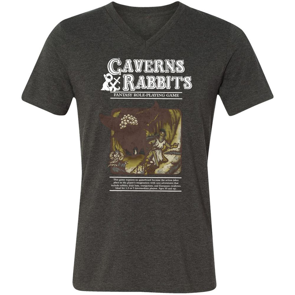 Unisex V-Neck T-Shirt - 8YSVR7MF - Dark Grey Heather - 8