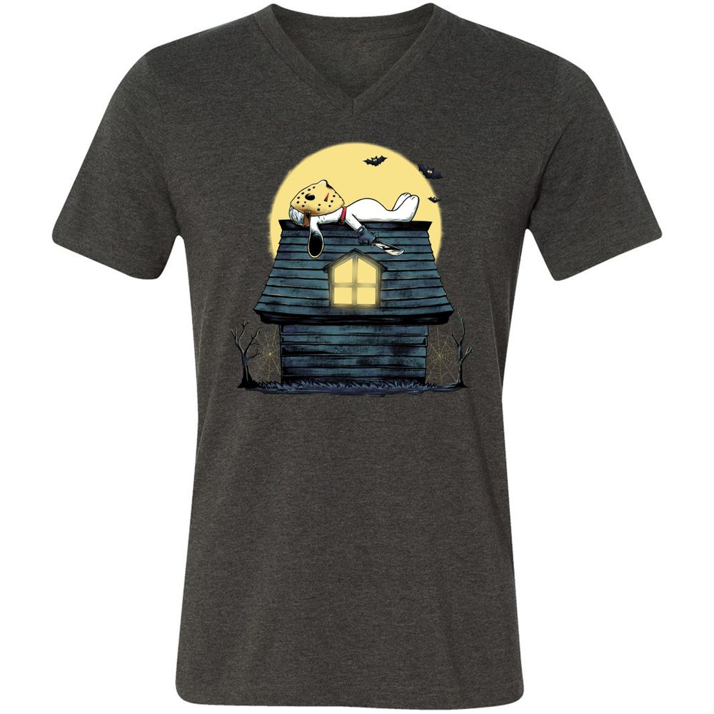 Unisex V-Neck T-Shirt - 4BKGKZSN - Dark Grey Heather - 8