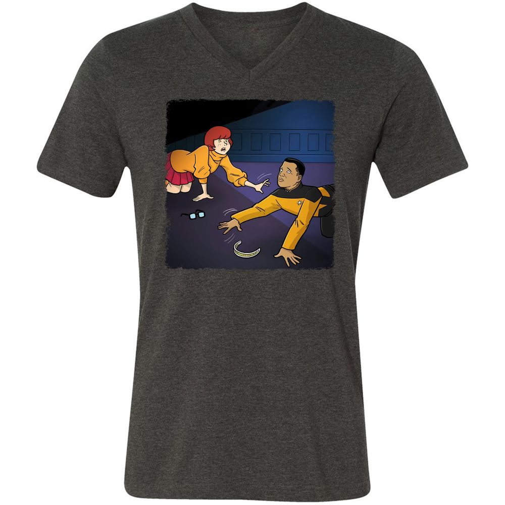 Unisex V-Neck T-Shirt - 5JJW8L6F - Dark Grey Heather - 8