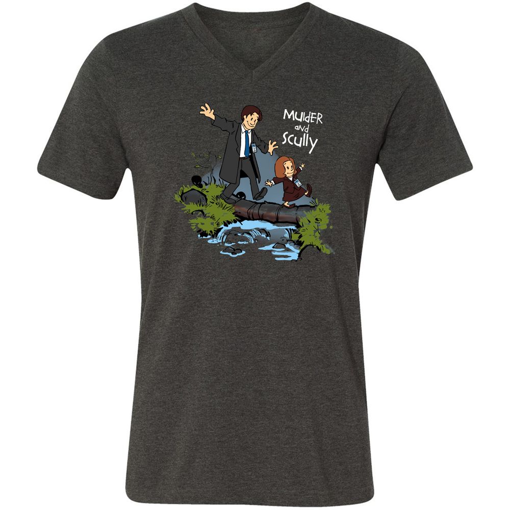 Unisex V-Neck T-Shirt - D8ASUAR5 - Dark Grey Heather - 8