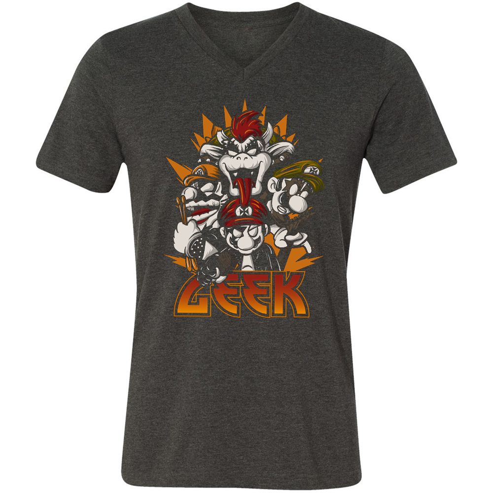 Unisex V-Neck T-Shirt - QZHASNWA - Dark Grey Heather - 8