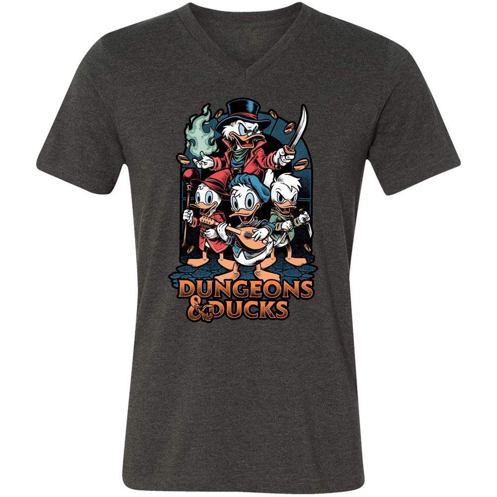 Unisex V-Neck T-Shirt - BSDYLVYT - Dark Grey Heather - 8
