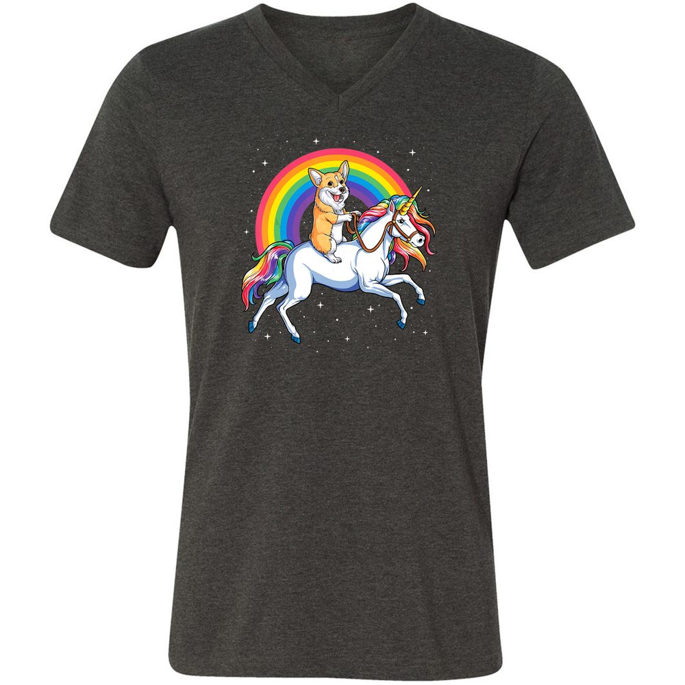 Unisex V-Neck T-Shirt - 8DJY7FKP - Dark Grey Heather - 8