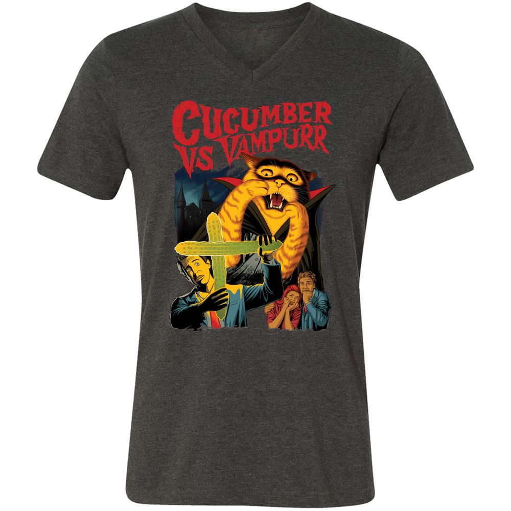 Unisex V-Neck T-Shirt - 3GF5JTE6 - Dark Grey Heather - 8