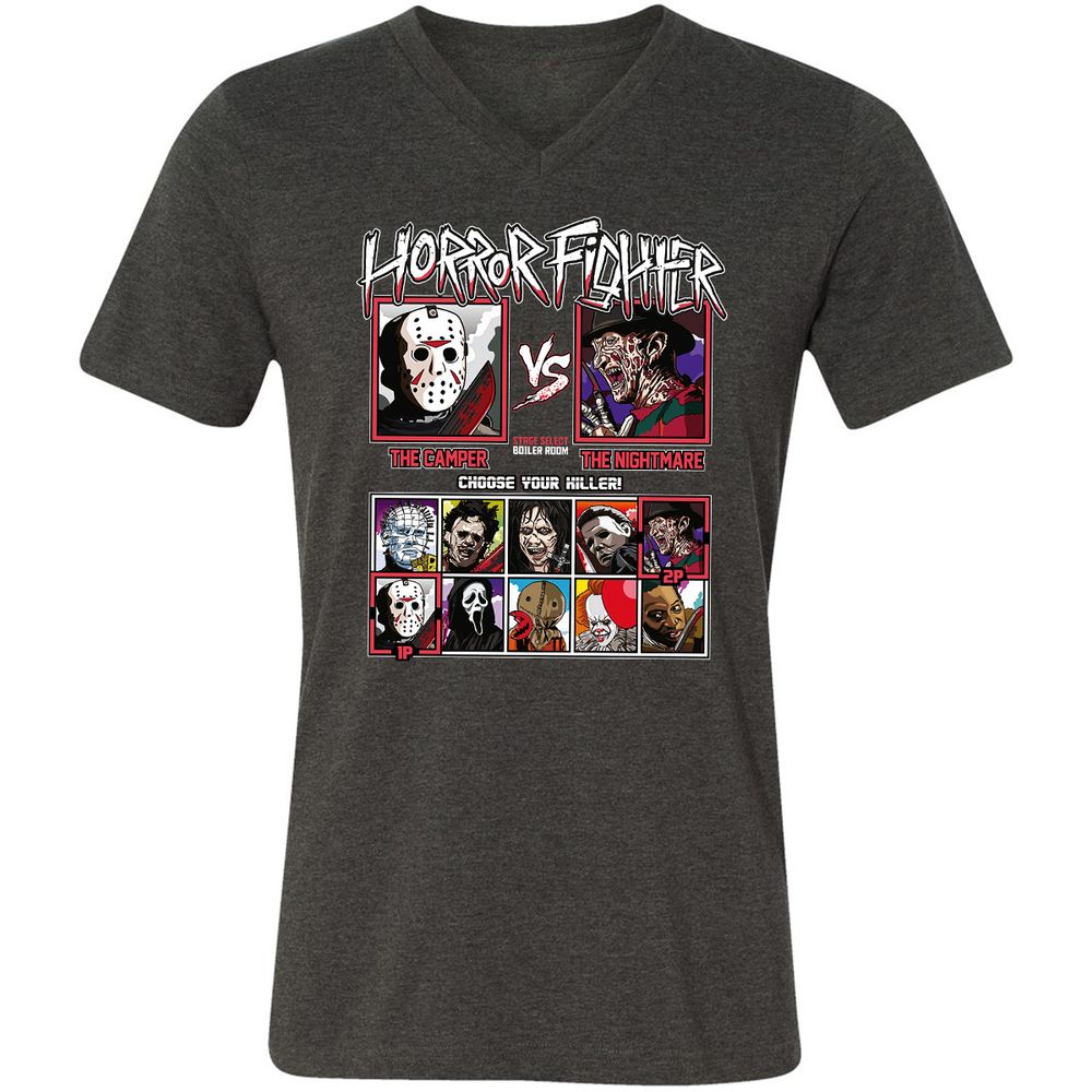 Unisex V-Neck T-Shirt - CALQGWQX - Dark Grey Heather - 8