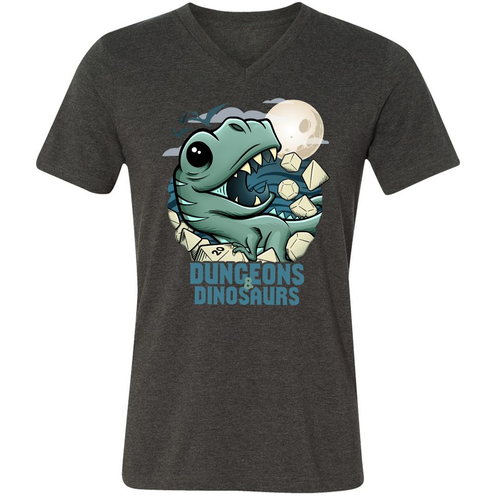 Unisex V-Neck T-Shirt - L4HCKPDR - Dark Grey Heather - 8