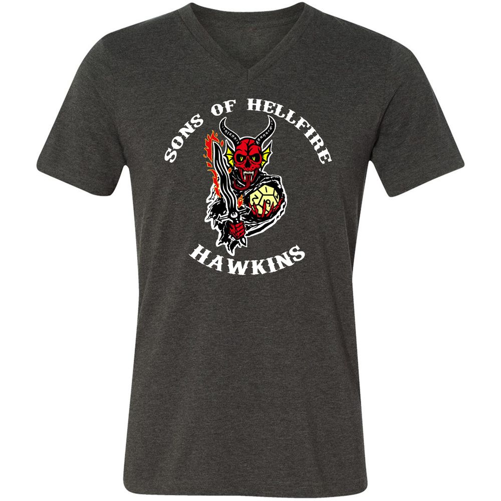 Unisex V-Neck T-Shirt - 4WN6QSTW - Dark Grey Heather - 8