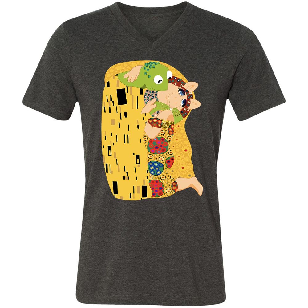 Unisex V-Neck T-Shirt - H1HMBCZ6 - Dark Grey Heather - 8