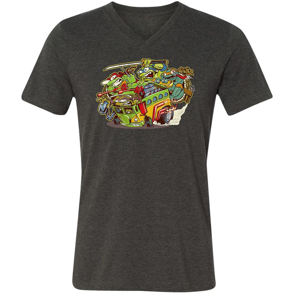 Unisex V-Neck T-Shirt - ASWHLLMW - Dark Grey Heather - 8