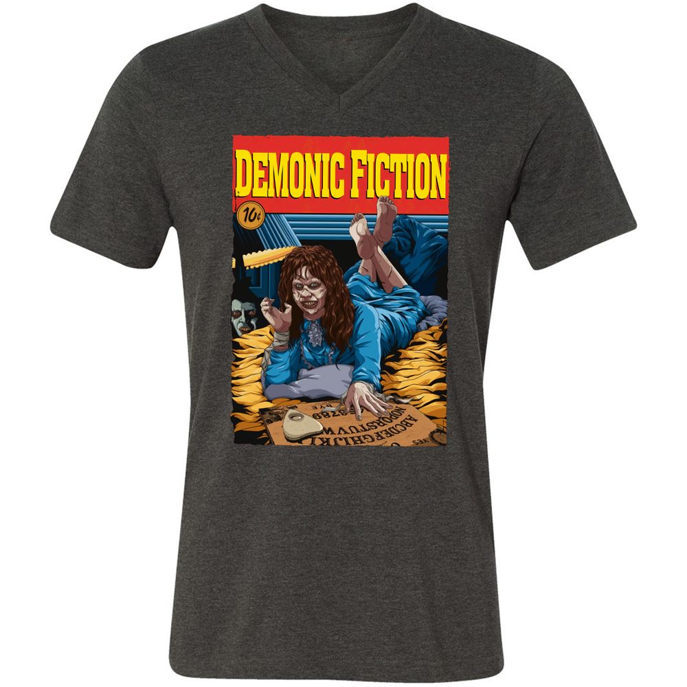 Unisex V-Neck T-Shirt - L3DKFL9Y - Dark Grey Heather - 8