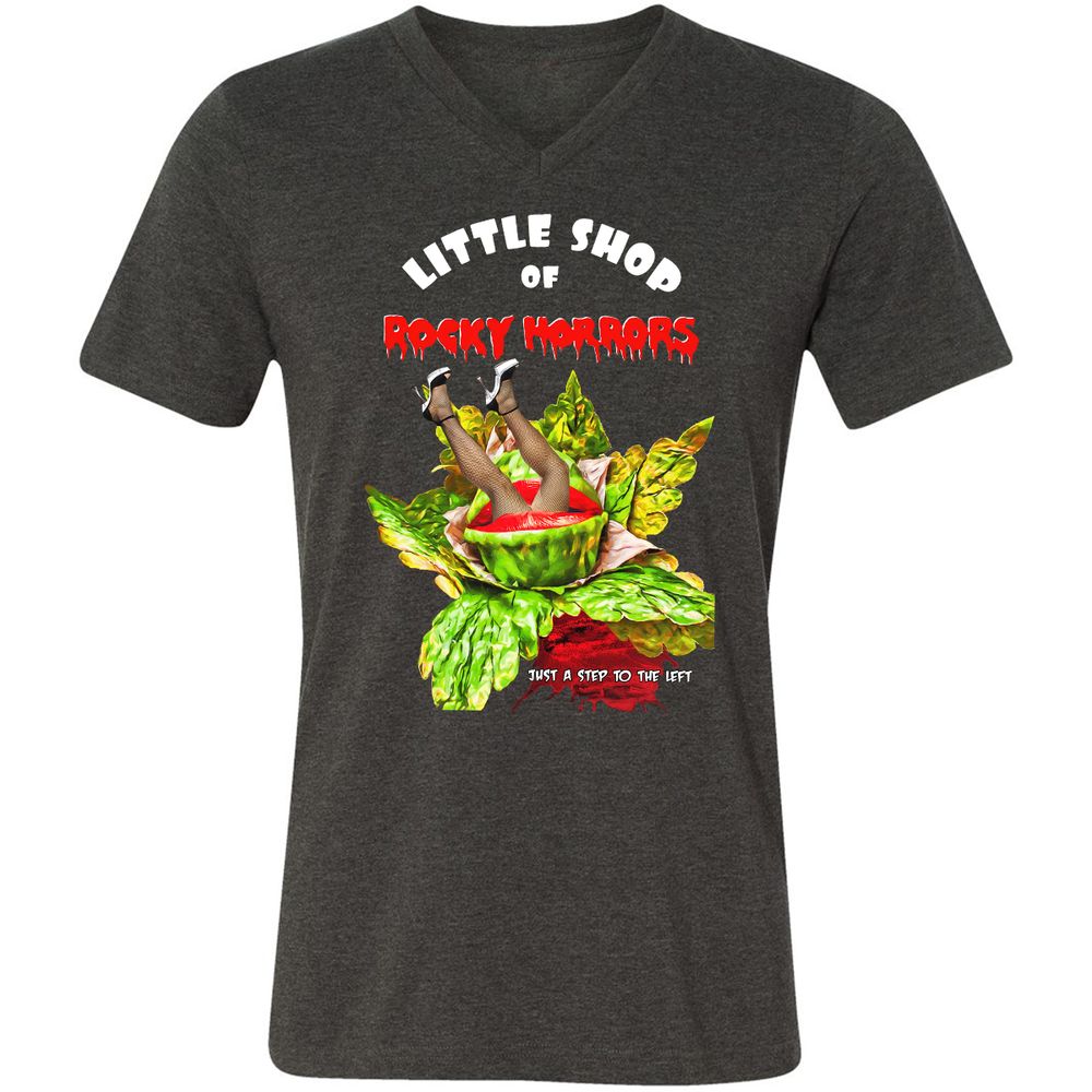Unisex V-Neck T-Shirt - Black - Dark Grey Heather - 8