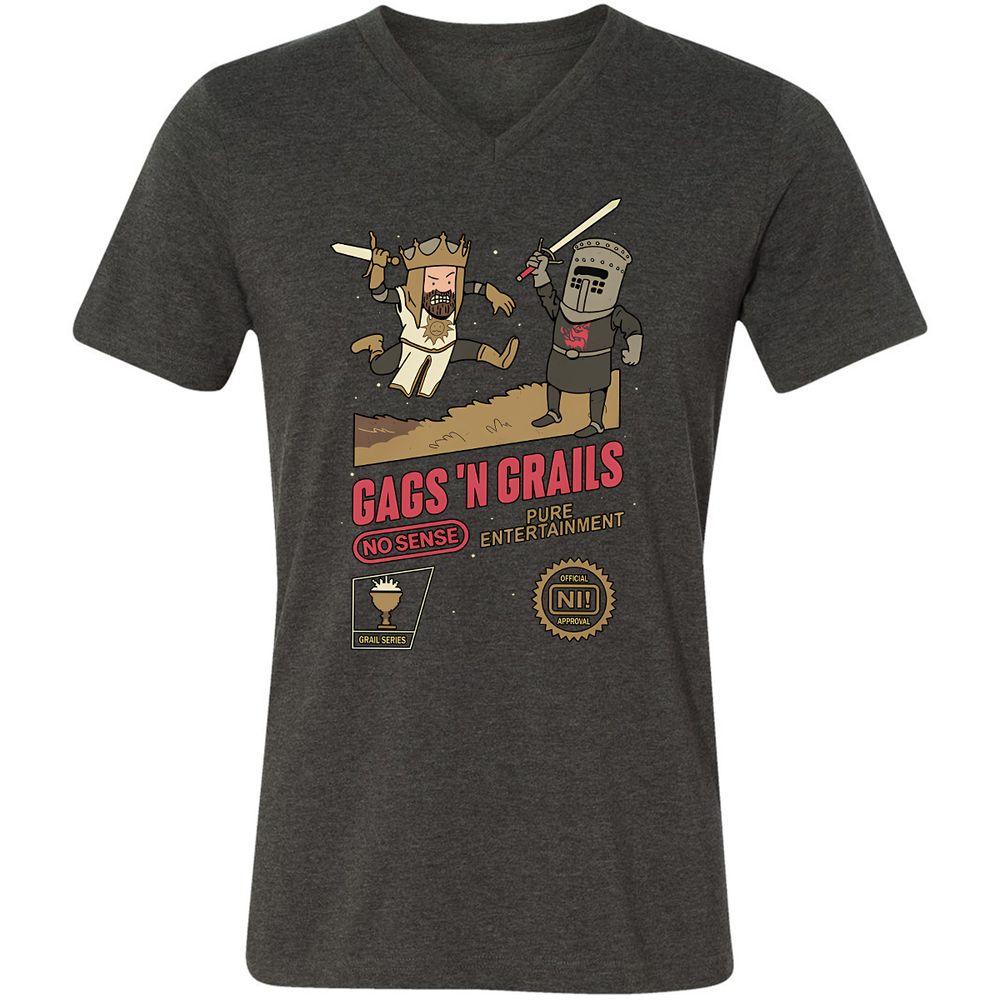 Unisex V-Neck T-Shirt - E86P23SQ - Dark Grey Heather - 8