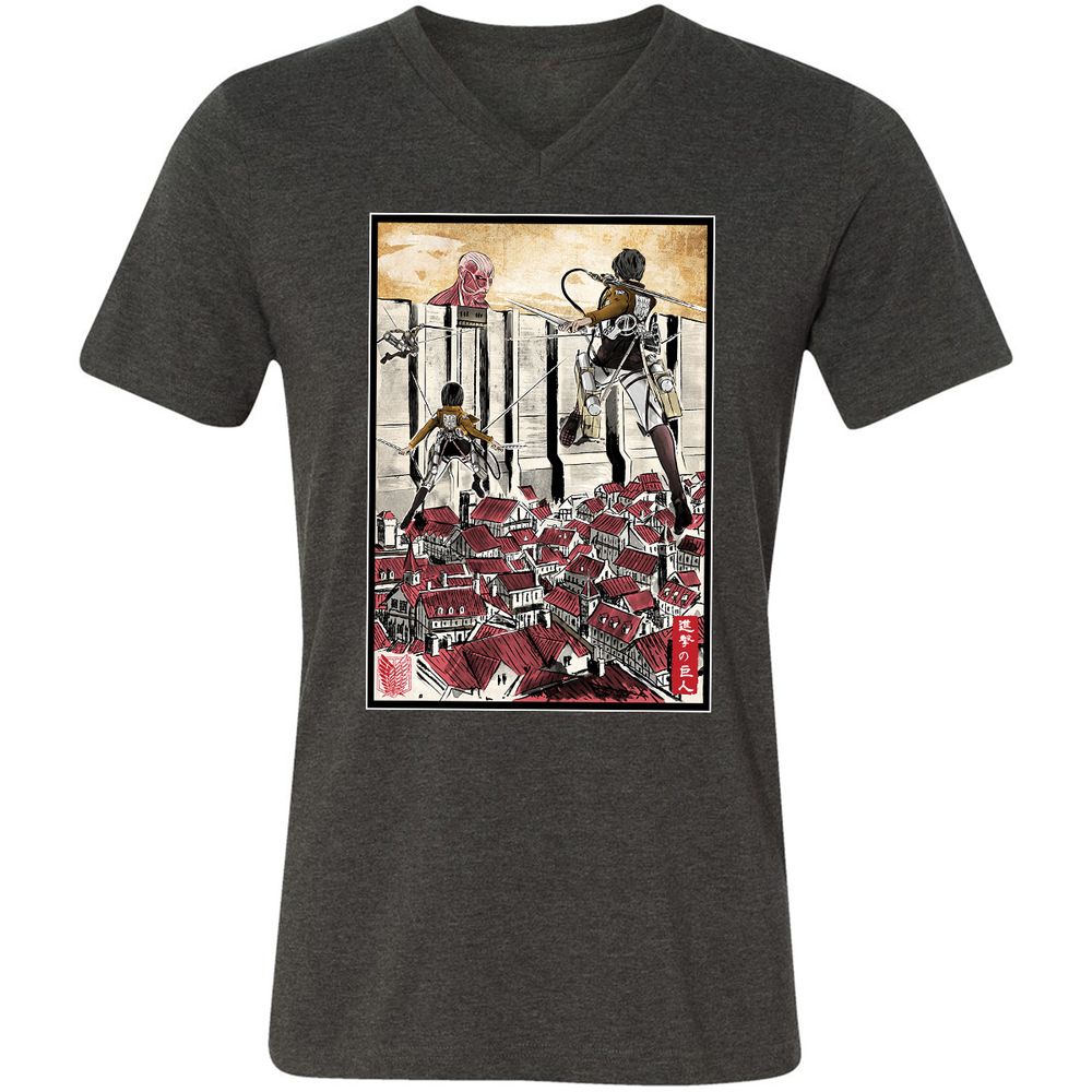 Unisex V-Neck T-Shirt - MYTWWEGZ - Dark Grey Heather - 8