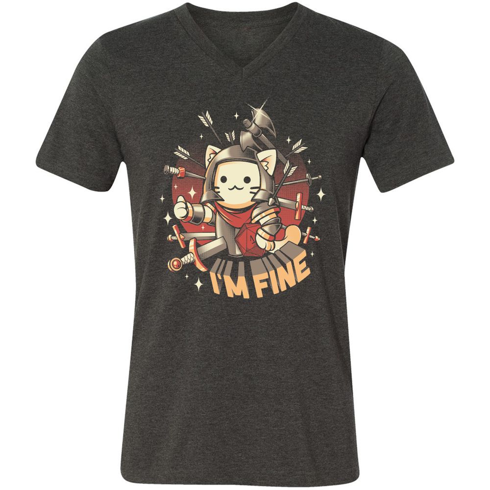 Unisex V-Neck T-Shirt - QXWVDEK6 - Dark Grey Heather - 8