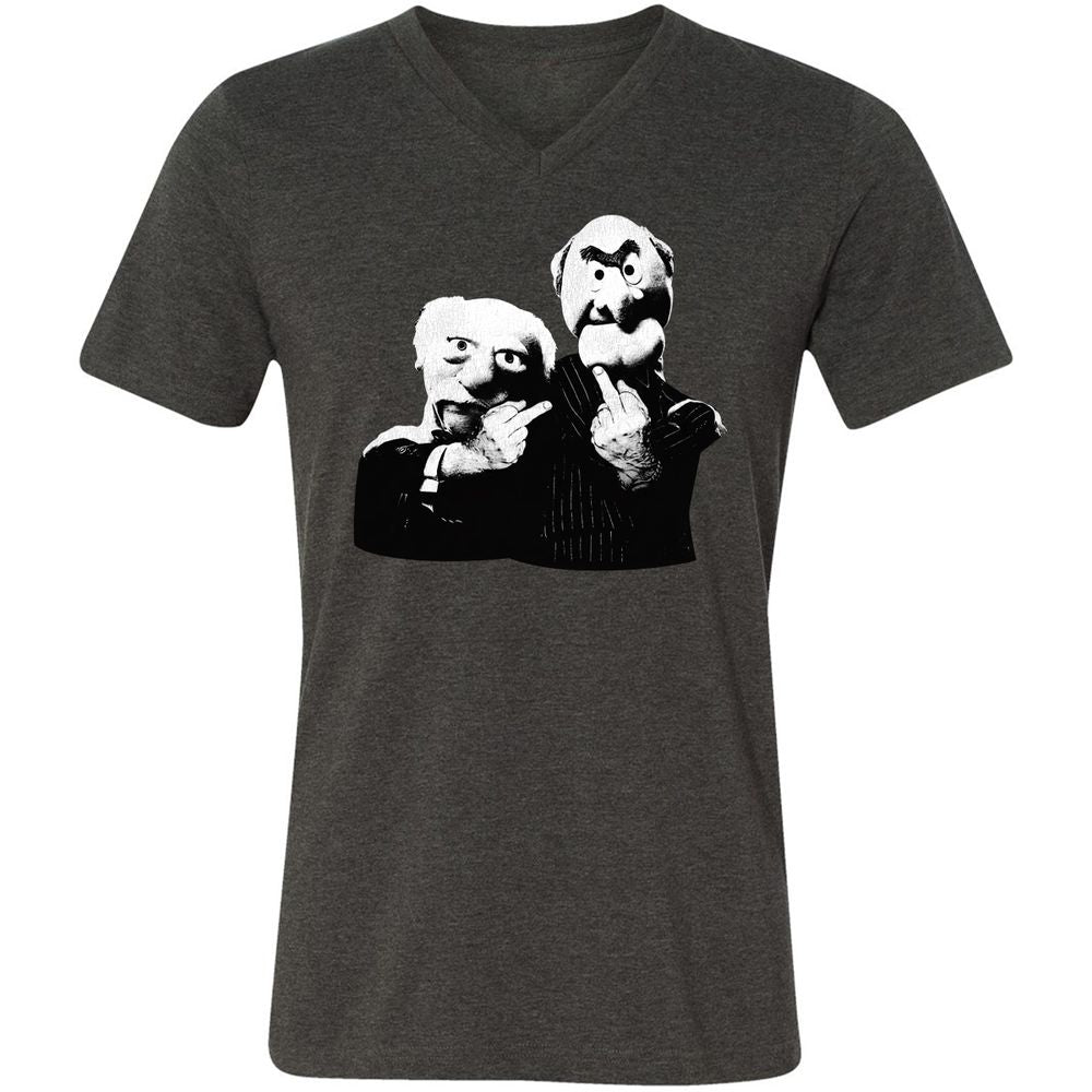 Statler and Waldorf Middle Finger - Dark Grey Heather - 8
