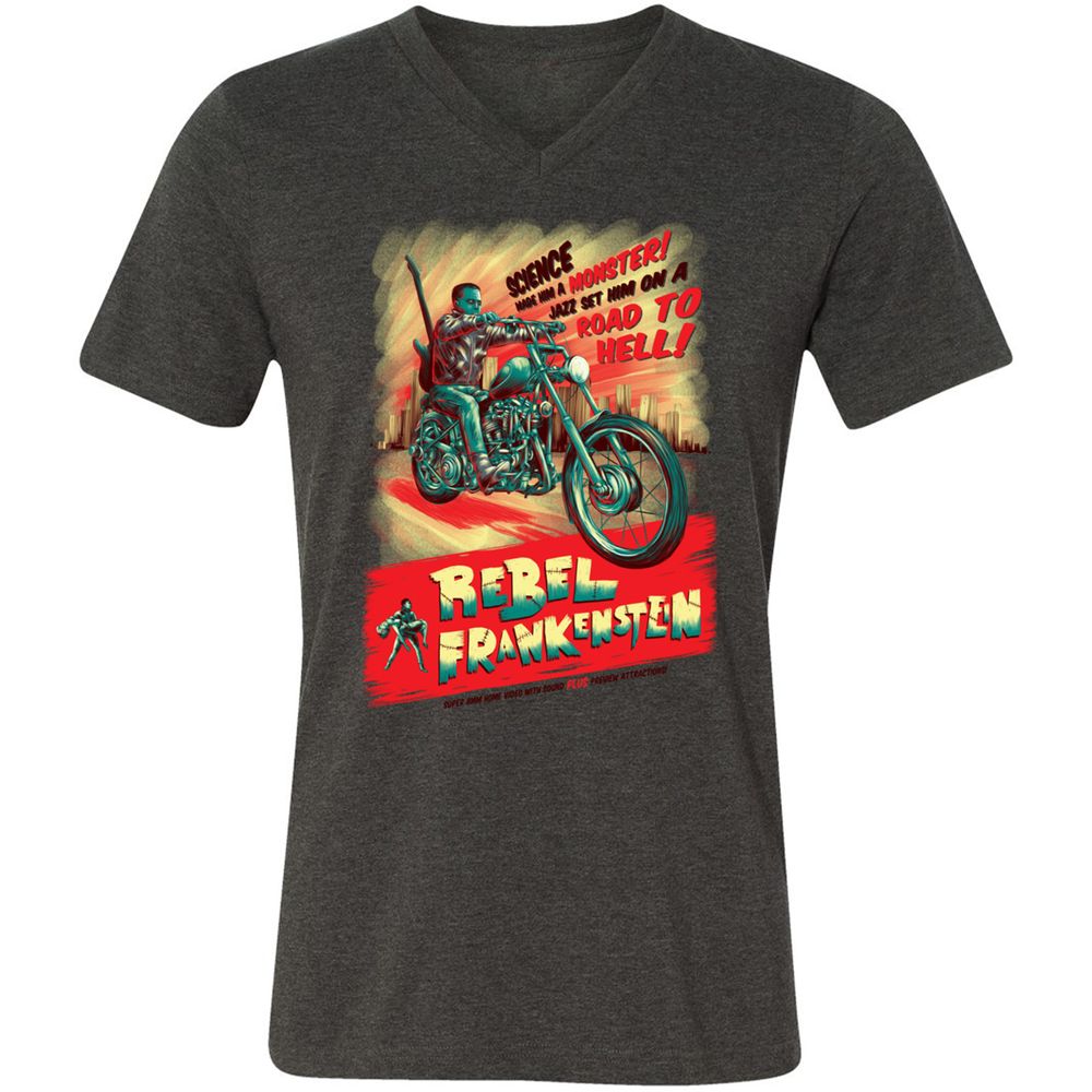 Unisex V-Neck T-Shirt - HRCUGJ5P - Dark Grey Heather - 8