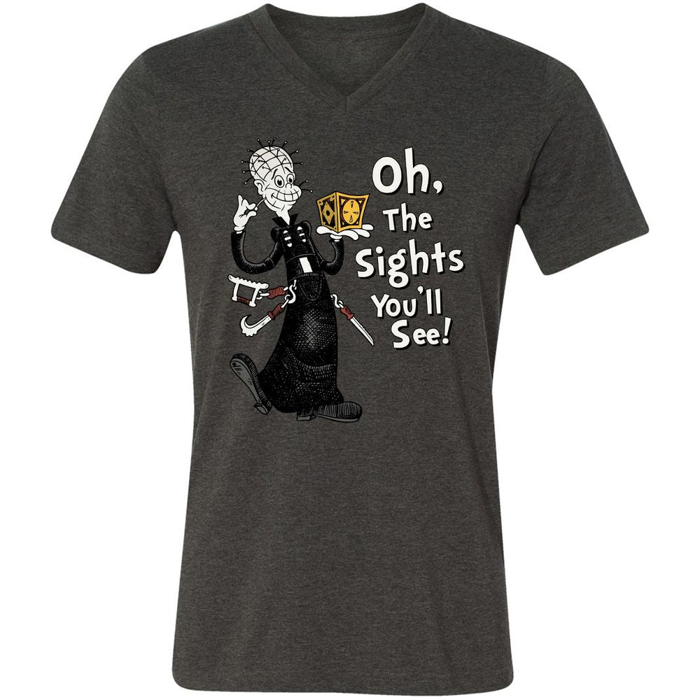 Unisex V-Neck T-Shirt - 8AATKQXT - Dark Grey Heather - 8