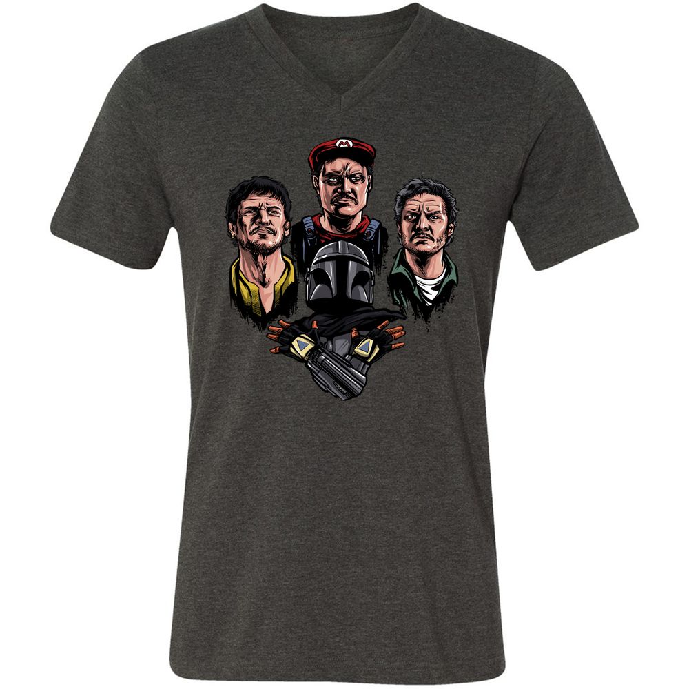 Unisex V-Neck T-Shirt - X2WMSSUK - Dark Grey Heather - 8