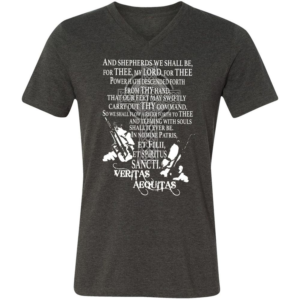 Unisex V-Neck T-Shirt - Black - Dark Grey Heather - 8
