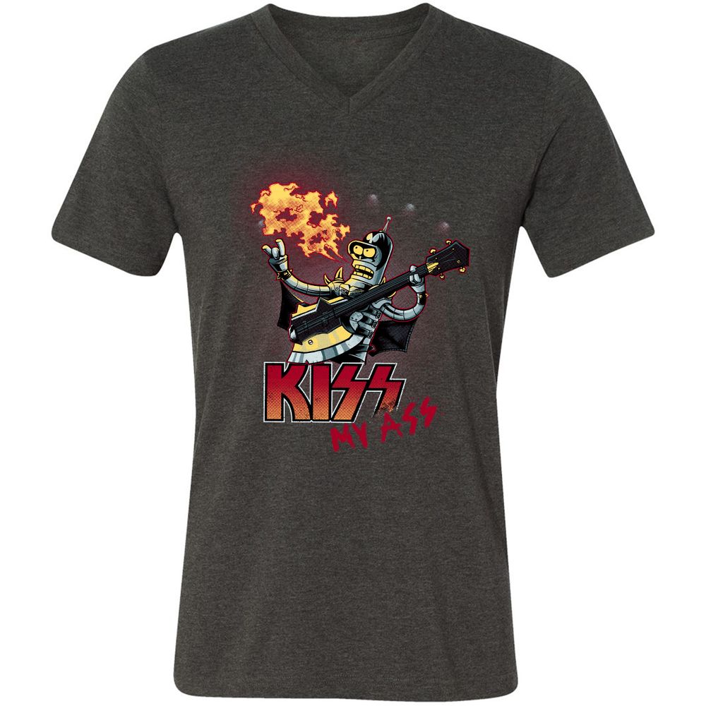 Unisex V-Neck T-Shirt - 385QWLQB - Dark Grey Heather - 8