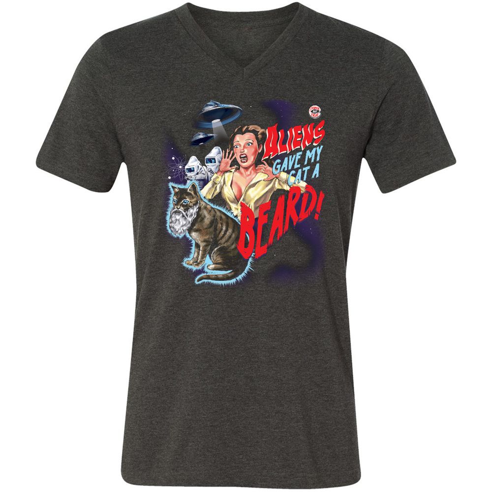 Unisex V-Neck T-Shirt - C7CU91FH - Dark Grey Heather - 8