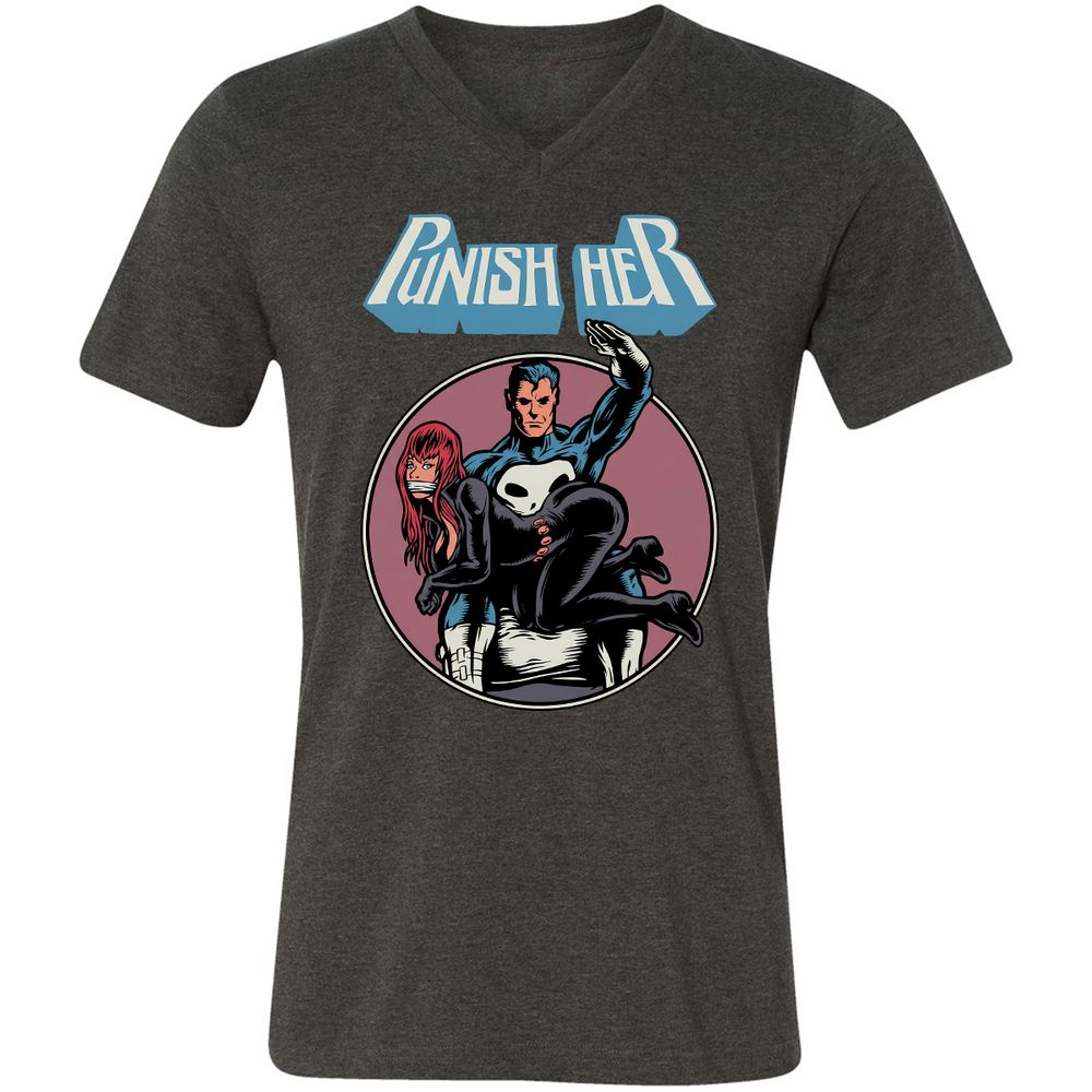 Unisex V-Neck T-Shirt - GLFDGG24 - Dark Grey Heather - 8