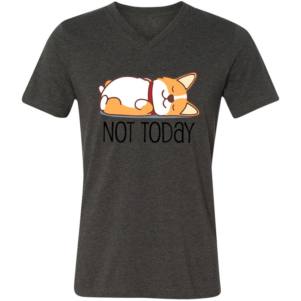 Unisex V-Neck T-Shirt - X984QRCB - Dark Grey Heather - 8