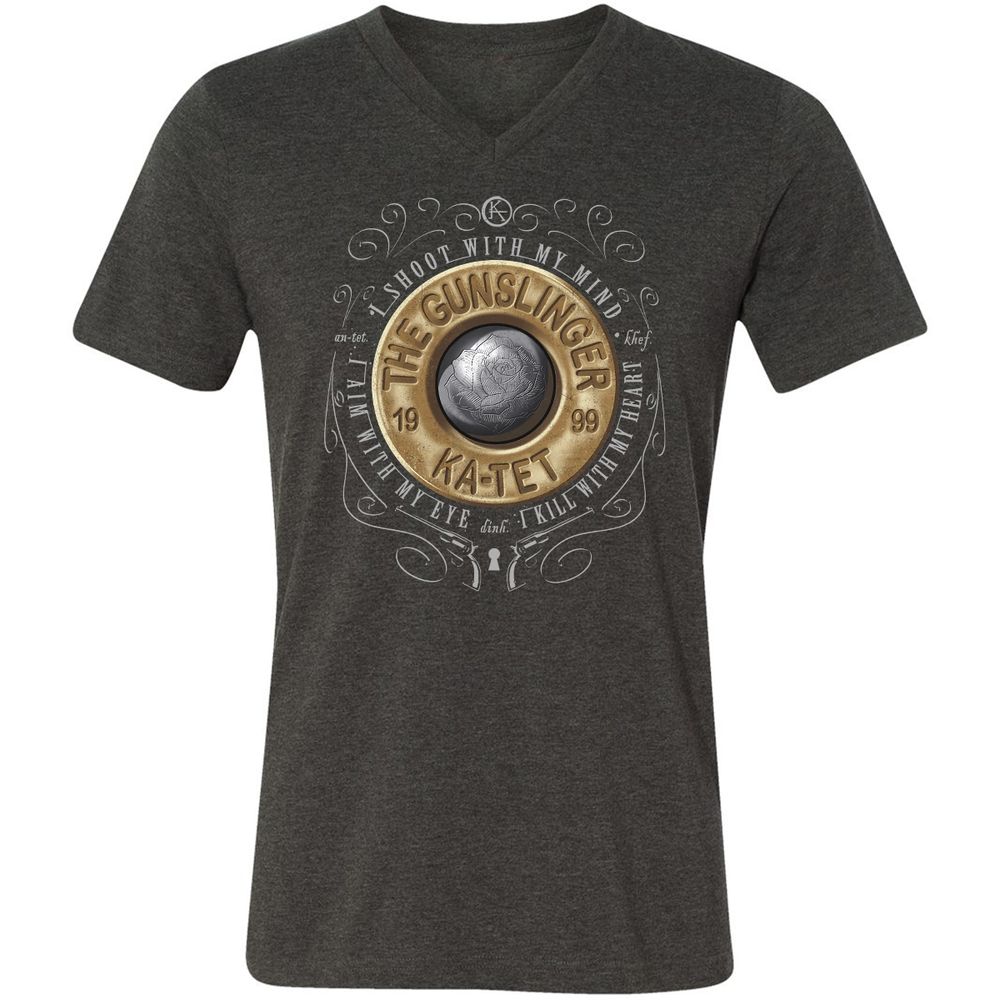 Unisex V-Neck T-Shirt - DRAVR23A - Dark Grey Heather - 8