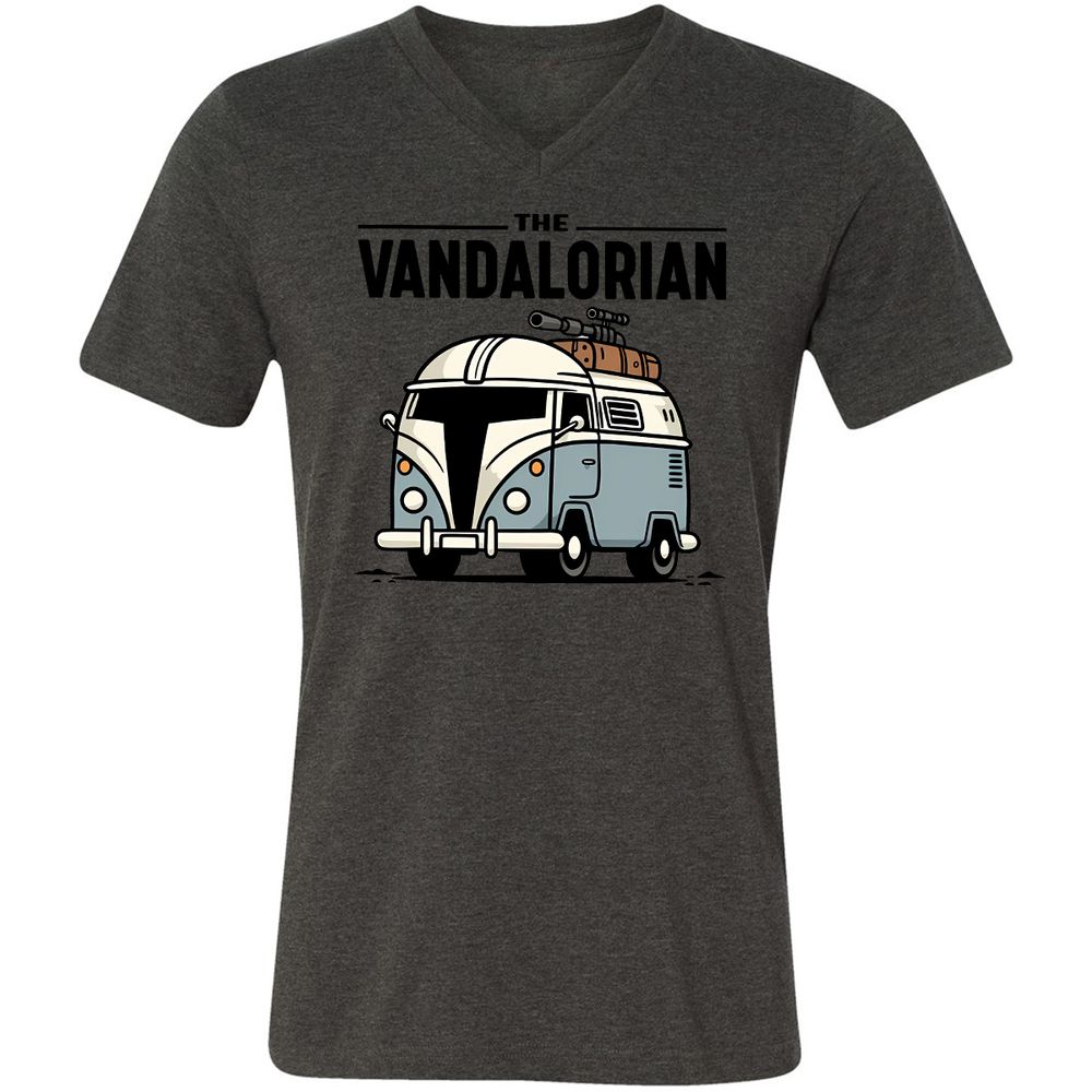 Unisex V-Neck T-Shirt - TEEECUMN - Dark Grey Heather - 8