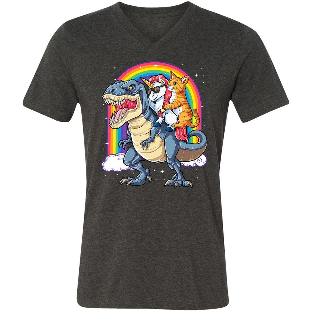 Unisex V-Neck T-Shirt - LEMNXADS - Dark Grey Heather - 8