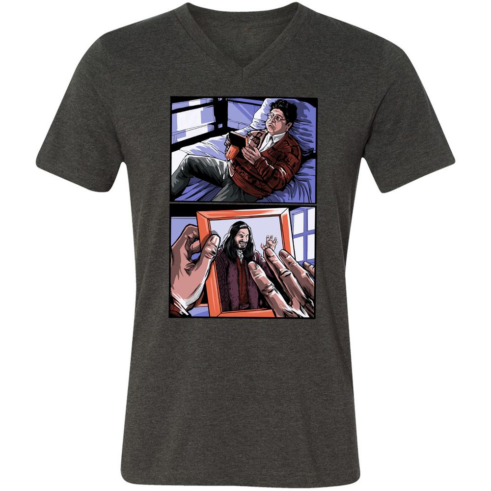 Unisex V-Neck T-Shirt - S8UEUXR5 - Dark Grey Heather - 8