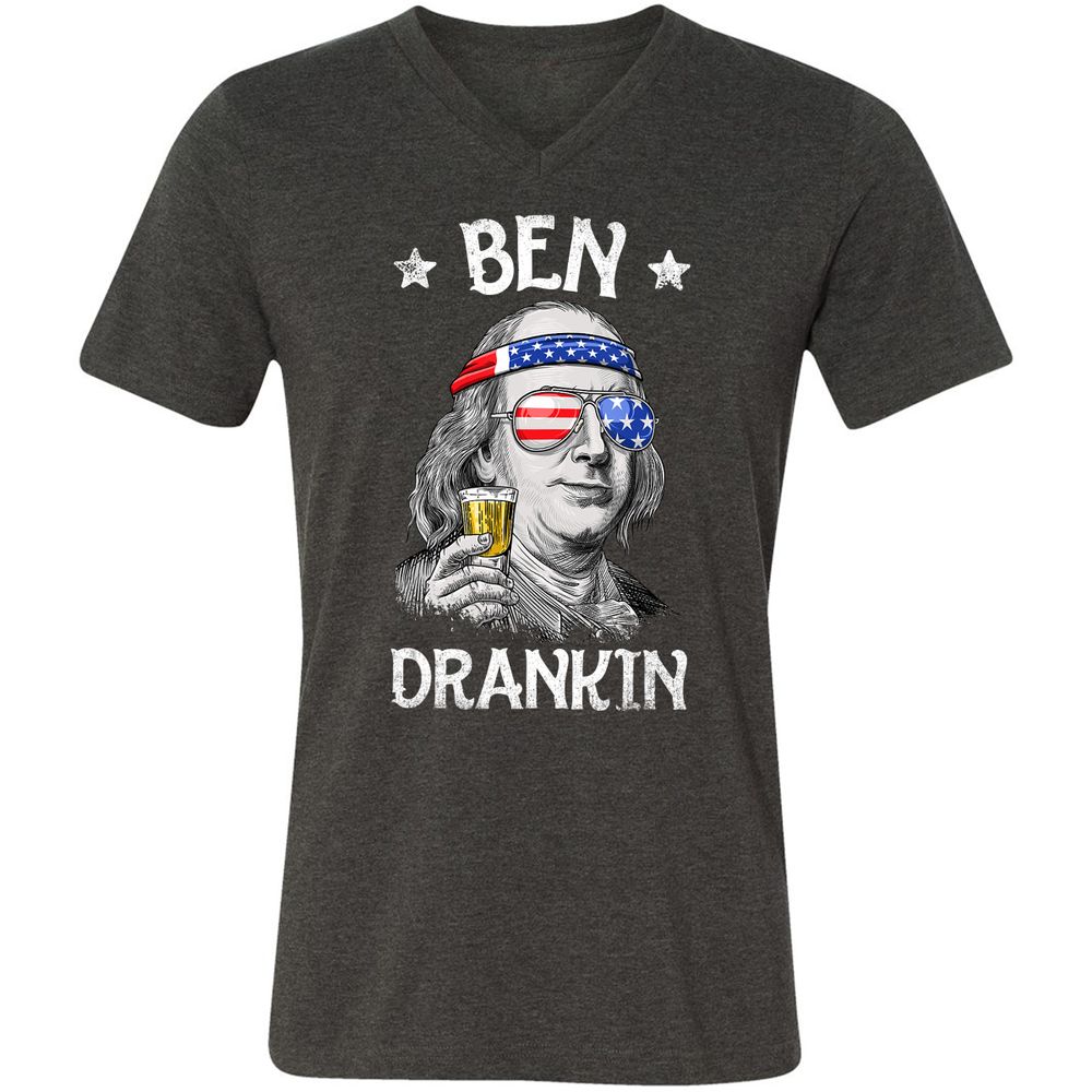 Unisex V-Neck T-Shirt - 8LX3S7S1 - Dark Grey Heather - 8