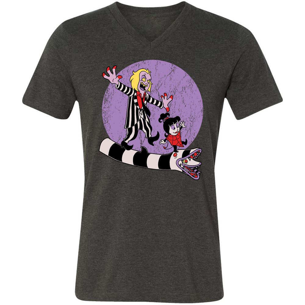 Unisex V-Neck T-Shirt - SKB9WUQH - Dark Grey Heather - 8