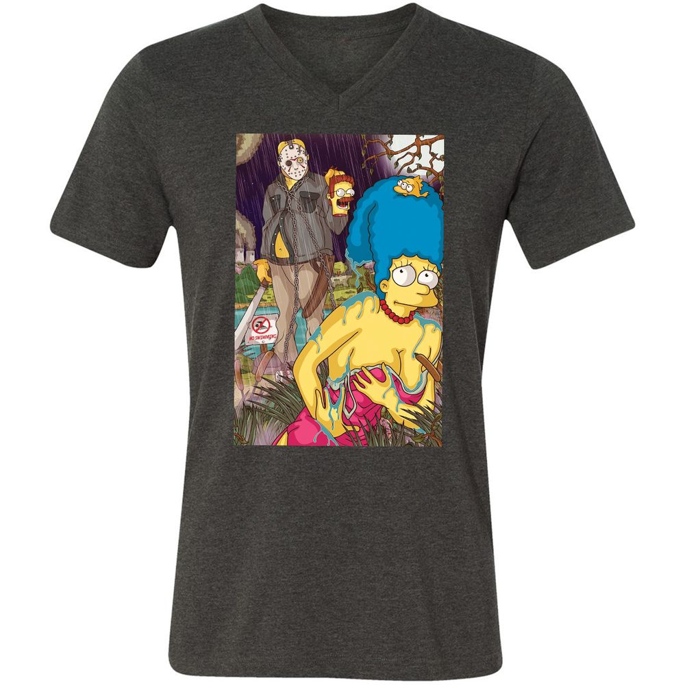 Unisex V-Neck T-Shirt - J6YJGGM2 - Dark Grey Heather - 8