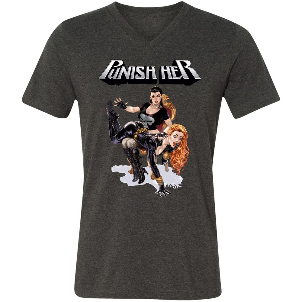 Unisex V-Neck T-Shirt - V7XE1RCE - Dark Grey Heather - 8