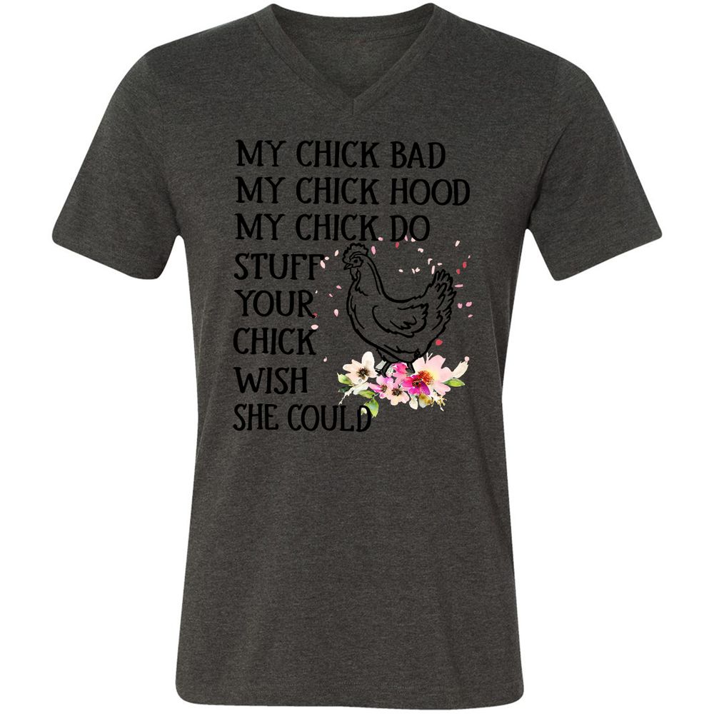 Unisex V-Neck T-Shirt - YVUX57TN - Dark Grey Heather - 8