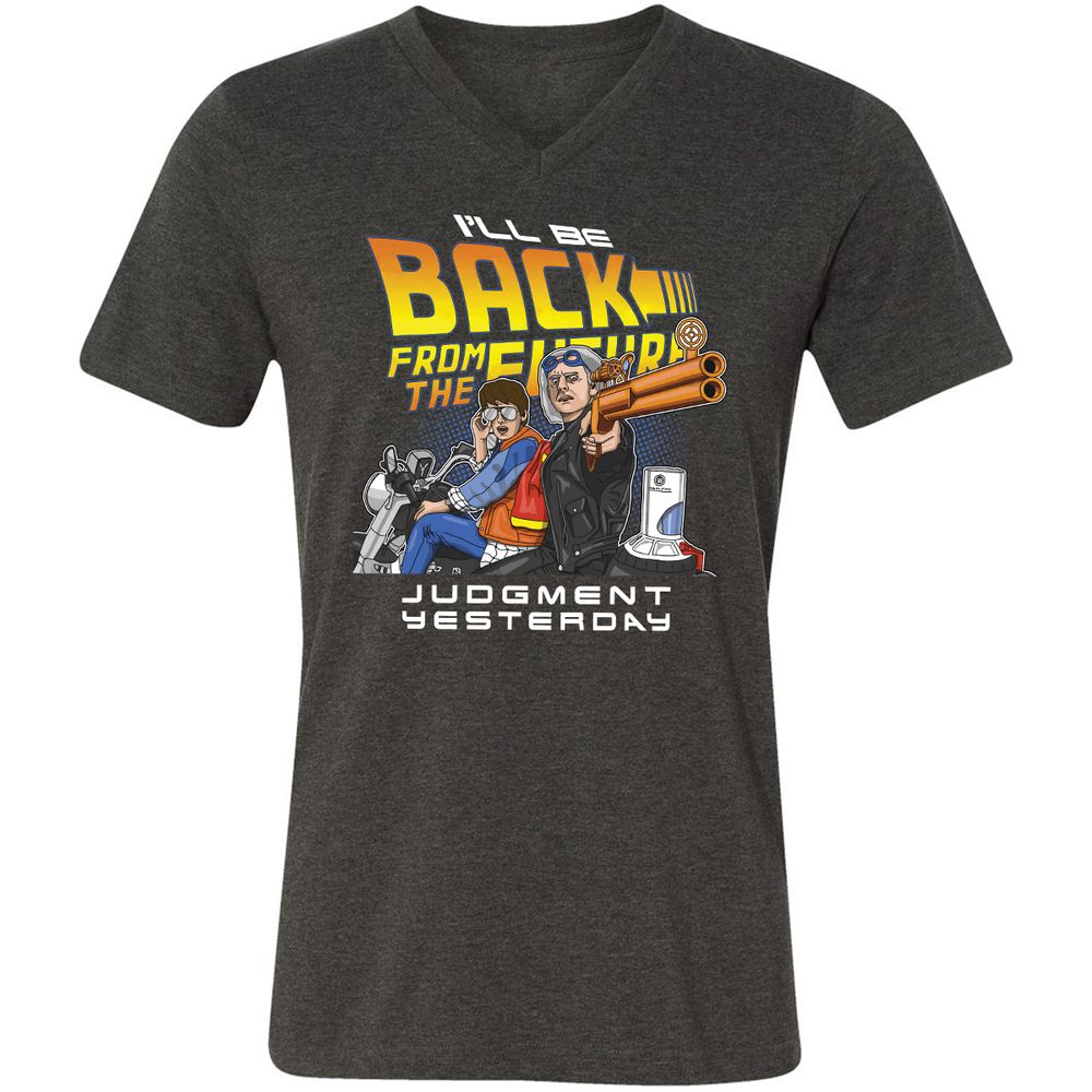 Unisex V-Neck T-Shirt - TUPHZ615 - Dark Grey Heather - 8