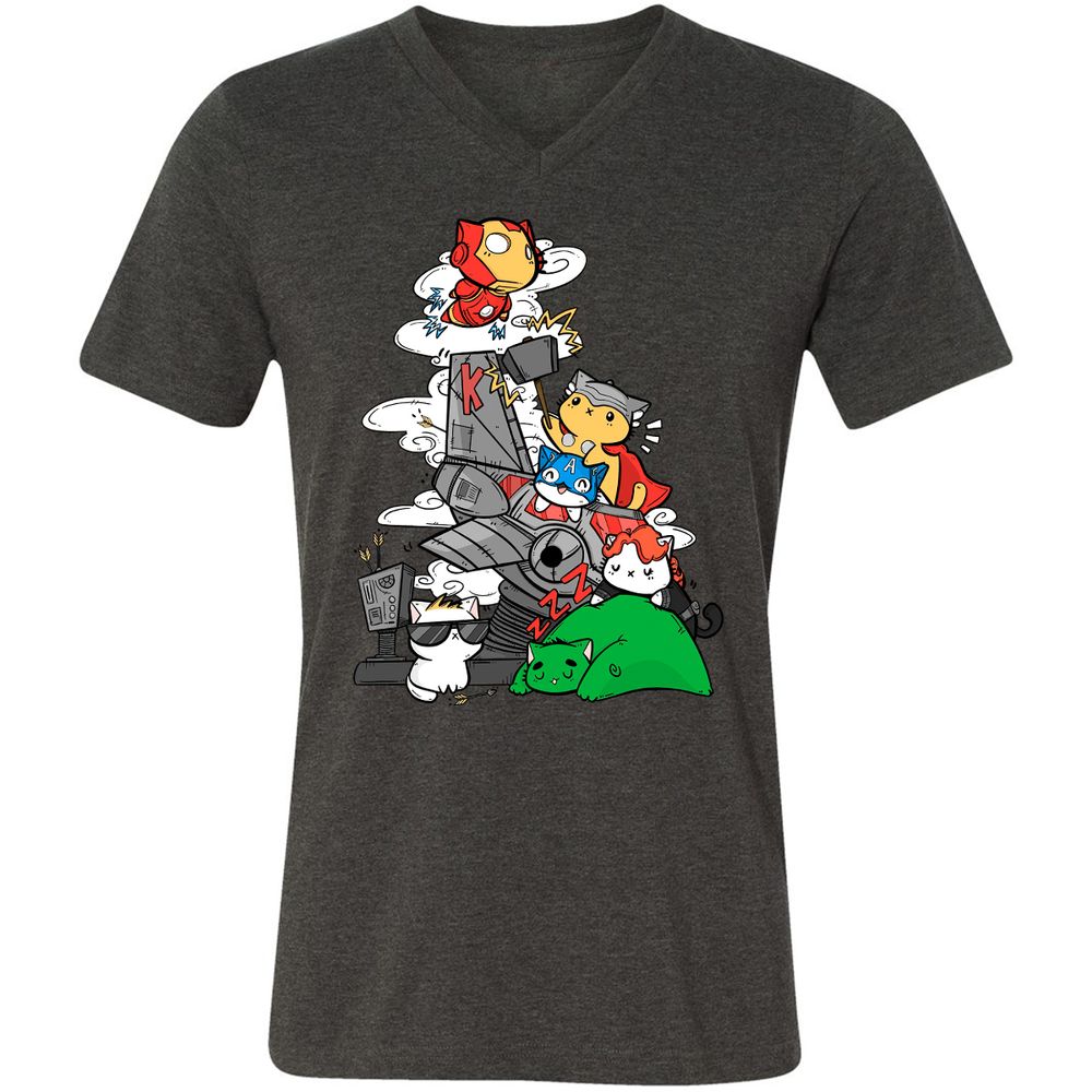 Unisex V-Neck T-Shirt - GMAU33EJ - Dark Grey Heather - 8