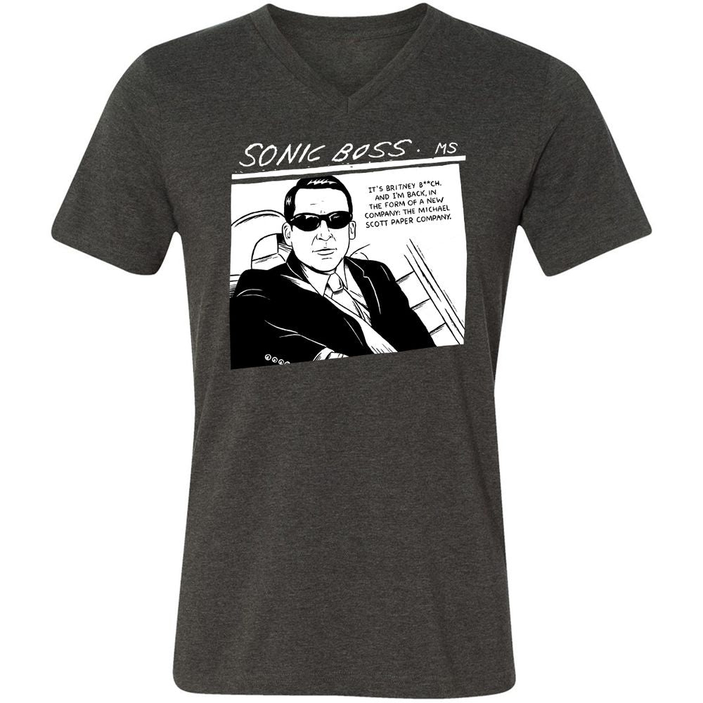 Unisex V-Neck T-Shirt - 864GA42W - Dark Grey Heather - 8